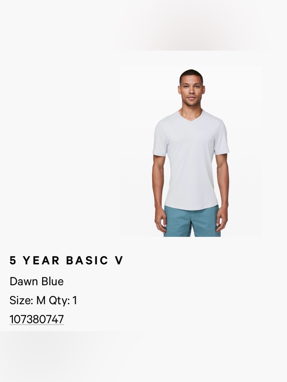 lululemon athletica Men's V-Neck Tee - Light Blue